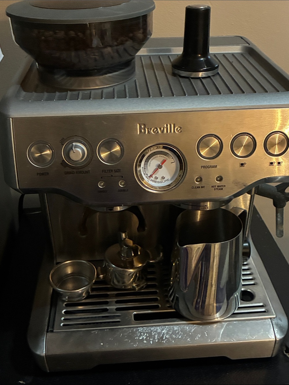Breville Stainless Steel Espresso Maker in Silver and Black
